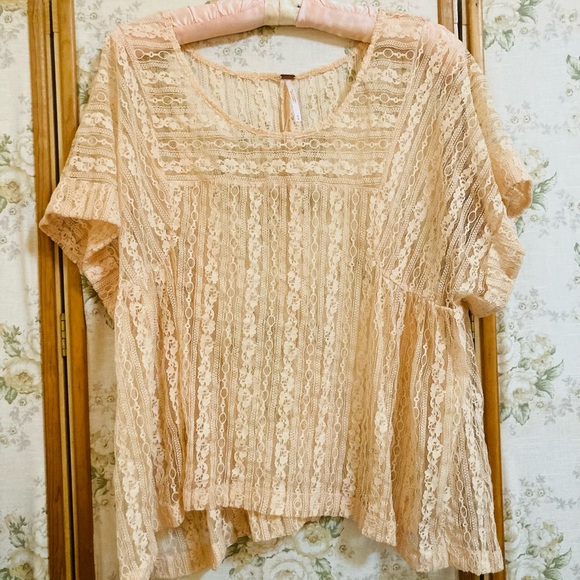 Free People Cream Lace Top - Picture 2 of 9